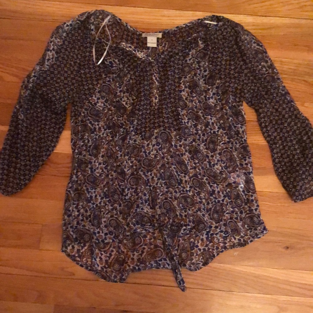 Lucky brand multi colored sheer blouse